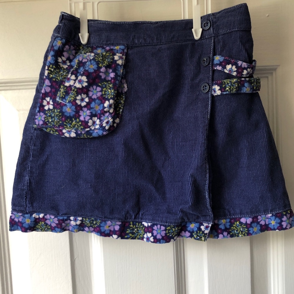 Navy Corduroy Faux Wrap Skirt with bloomers, 24 m